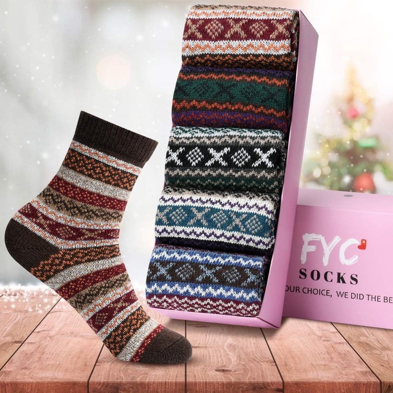 FYC Socks for Women - Stocking Stuffers Gifts for Women - Warm Thick Soft Wool Cozy Crew Socks Christmas Gifts for Woman - Image 4