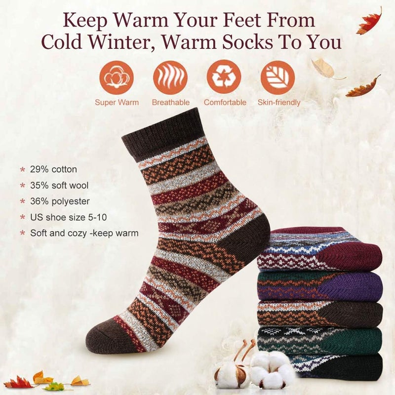FYC Socks for Women - Stocking Stuffers Gifts for Women - Warm Thick Soft Wool Cozy Crew Socks Christmas Gifts for Woman - Image 5