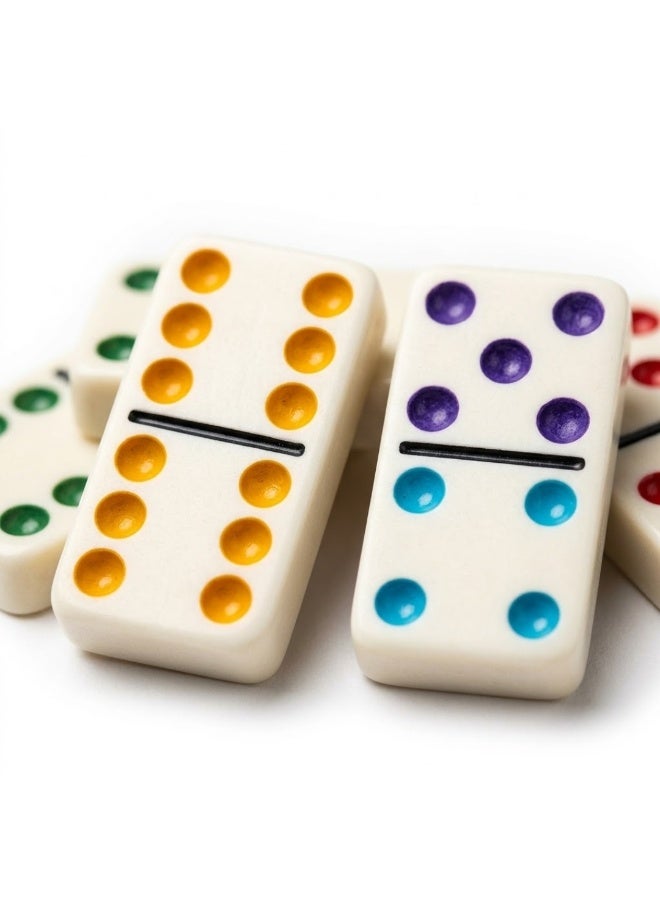 Lukadah Double Six Dominoes Set 28 Tiles Color Dot Domino Game with Storage Tin Box – Classic Family Board Game for Kids & Adults, 2-4 Players, Educational Indoor Game Set for Home, Travel & Parties (Multi-colour) - Image 5