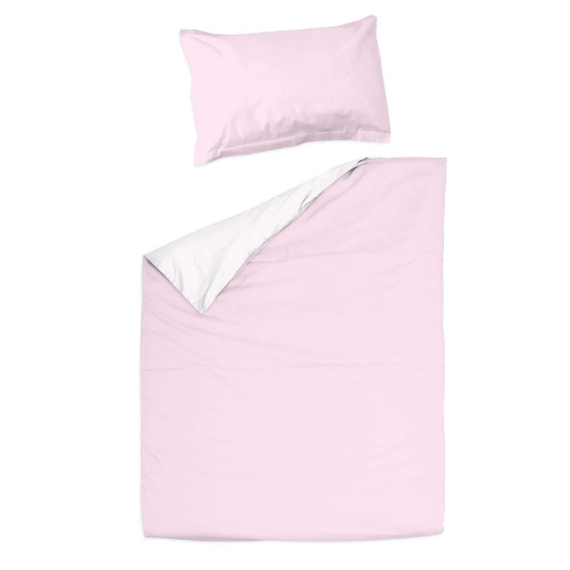 Pati'Chou Pink Light and White – Baby cot/Crib 100% Cotton (Duvet Cover 39"x 55" & Pillow Case 16"x 23") Nursery Reversible Bedding Set - Image 2