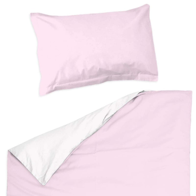 Pati'Chou Pink Light and White – Baby cot/Crib 100% Cotton (Duvet Cover 39"x 55" & Pillow Case 16"x 23") Nursery Reversible Bedding Set - Image 1