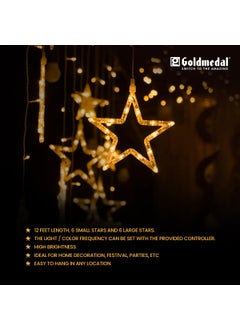 GOLD MEDAL Goldmedal Sitara LED String Light 12 Feet Length 6 Small Stars 6 Large Stars Warm White Pack of 1 Ideal for Home Decoration Festivals Parties etc  - Image 3