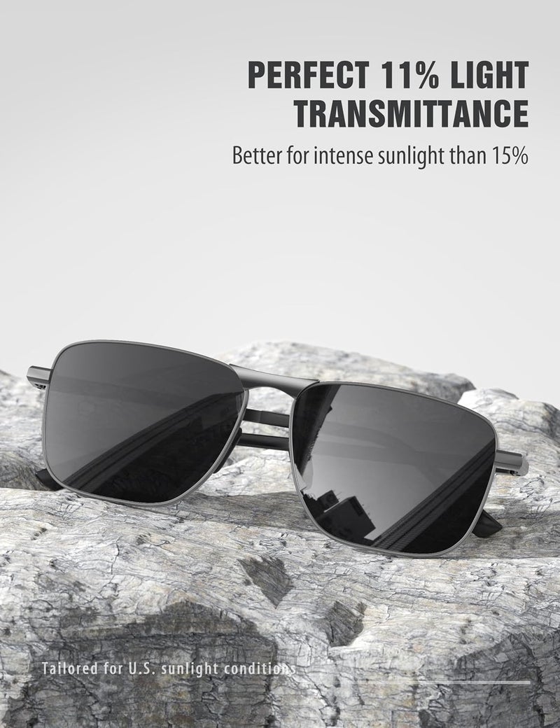 LUENX Rectangular Polarized Aviator Sunglasses for Men Retro Pilot Shades Driving UV400 Protection - Image 3