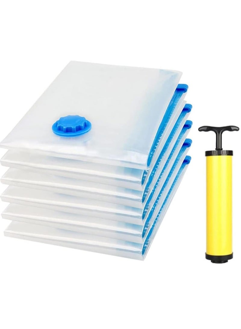 MIXDE 7-Pack of Vacuum Storage Bags with Travel Hand Pump, Space Saver Bags, Vacuum Sealer Compression Bags for Comforters, Blankets, Clothes - Image 1