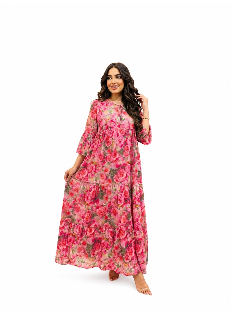 جلابية منزلية بنقشة زهور - Image 3