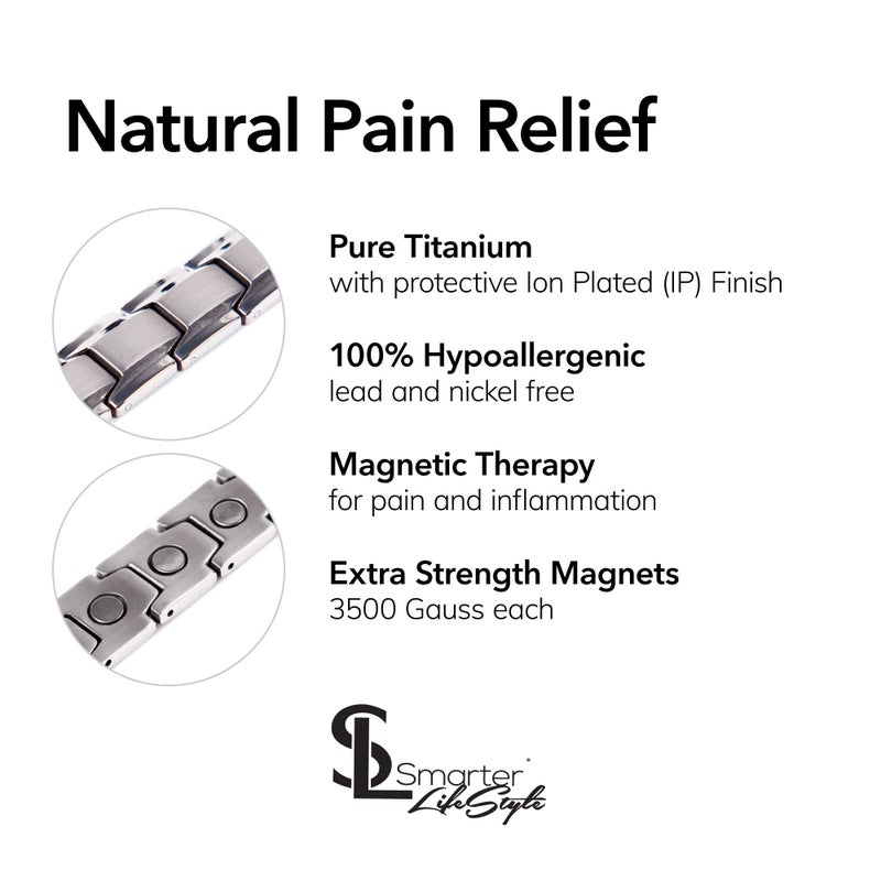 Smarter LifeStyle Elegant Titanium Magnetic Anklet for Men and Women - Adjustable Bracelet Length with Sizing Tool for Perfect Fit, Magnetic Ankle Bracelet (Silver) - Image 2