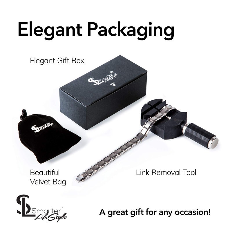 Smarter LifeStyle Elegant Titanium Magnetic Anklet for Men and Women - Adjustable Bracelet Length with Sizing Tool for Perfect Fit, Magnetic Ankle Bracelet (Silver) - Image 5