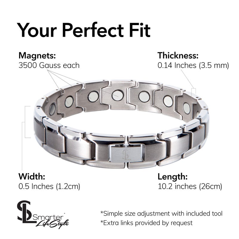 Smarter LifeStyle Elegant Titanium Magnetic Anklet for Men and Women - Adjustable Bracelet Length with Sizing Tool for Perfect Fit, Magnetic Ankle Bracelet (Silver) - Image 4