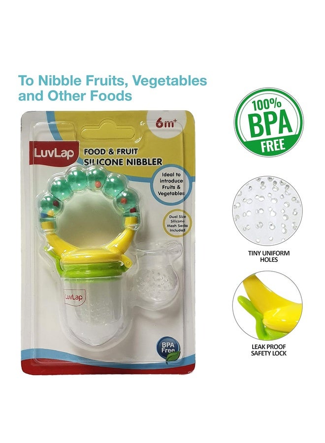 Luvlap Silicone Food/Fruit Nibbler with Extra Mesh, Soft Pacifier/Feeder, Teether for Infant Baby, Infant, Pearly Green, BPA Free - Image 2