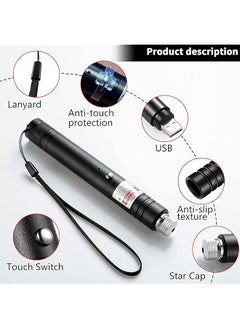 erorex Long Range High Power Tactical Red Dot Light Presentation Laser Pointer For Indoor Teaching Office Meeting Usb Recharge Outdoor Interactive Cat Laser Toy Star Cap Adjustable Focus For Night Hiking  - Image 2