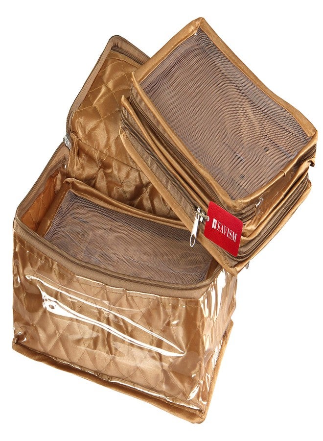 FAVISM multi purpose neckles locker box or make up organizer kit, golden - Image 1