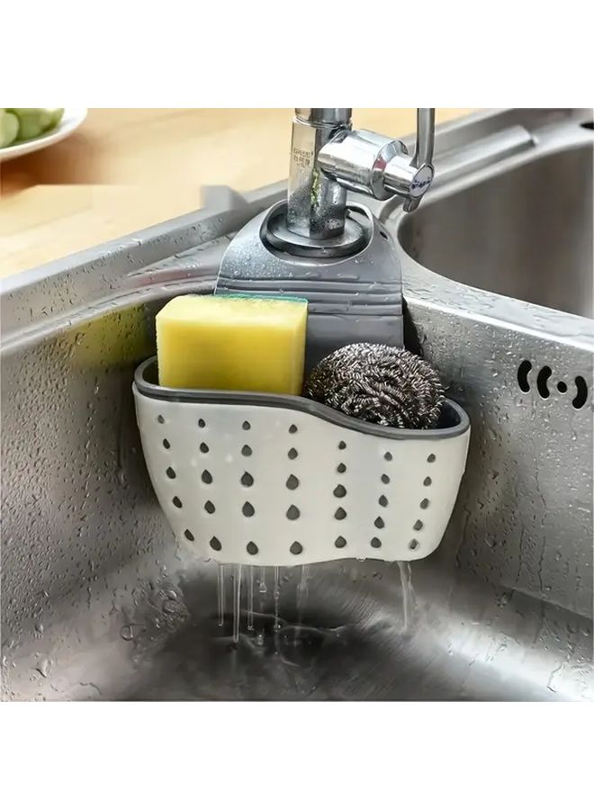 3 في 1 منظف حوض قابل للتعديل مع حامل الأدوات أزرق - Image 2