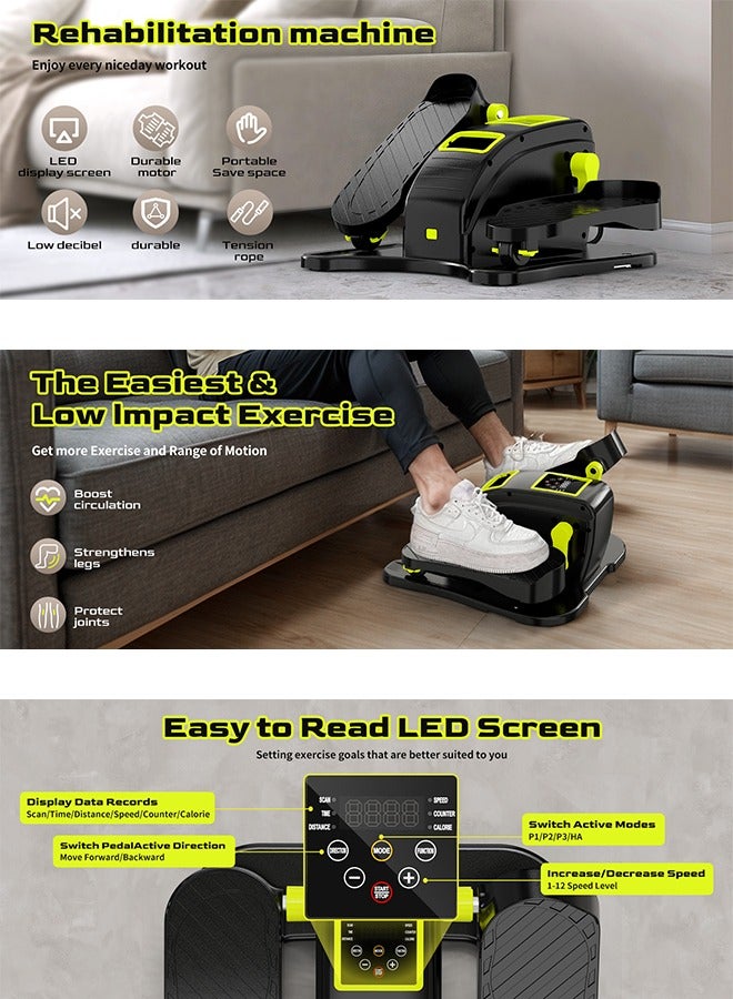 كوزينيست جهاز إليبتيكال كهربائي أسفل المكتب لكبار السن، جهاز تمارين الأرجل جالس بـ12 سرعة وصوت هادئ، مزود بجهاز تحكم عن بُعد، مدرب دواسة مدمج ومحمول للمنزل والمكتب - Image 2