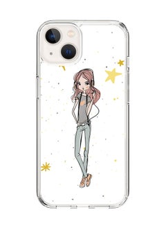 Classic Clear Case for Apple iPhone 14 Plus Case Hybrid Soft Cover Flexible Edges Anti Drop TPU PC Gel Thin Transparent Cover - Girl Next Door Full Print