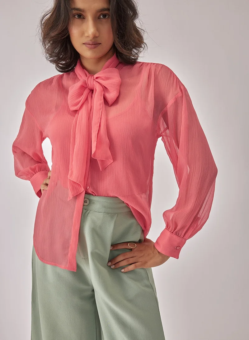ذا ليبل لايف Sheer Tie-Neck Blouse