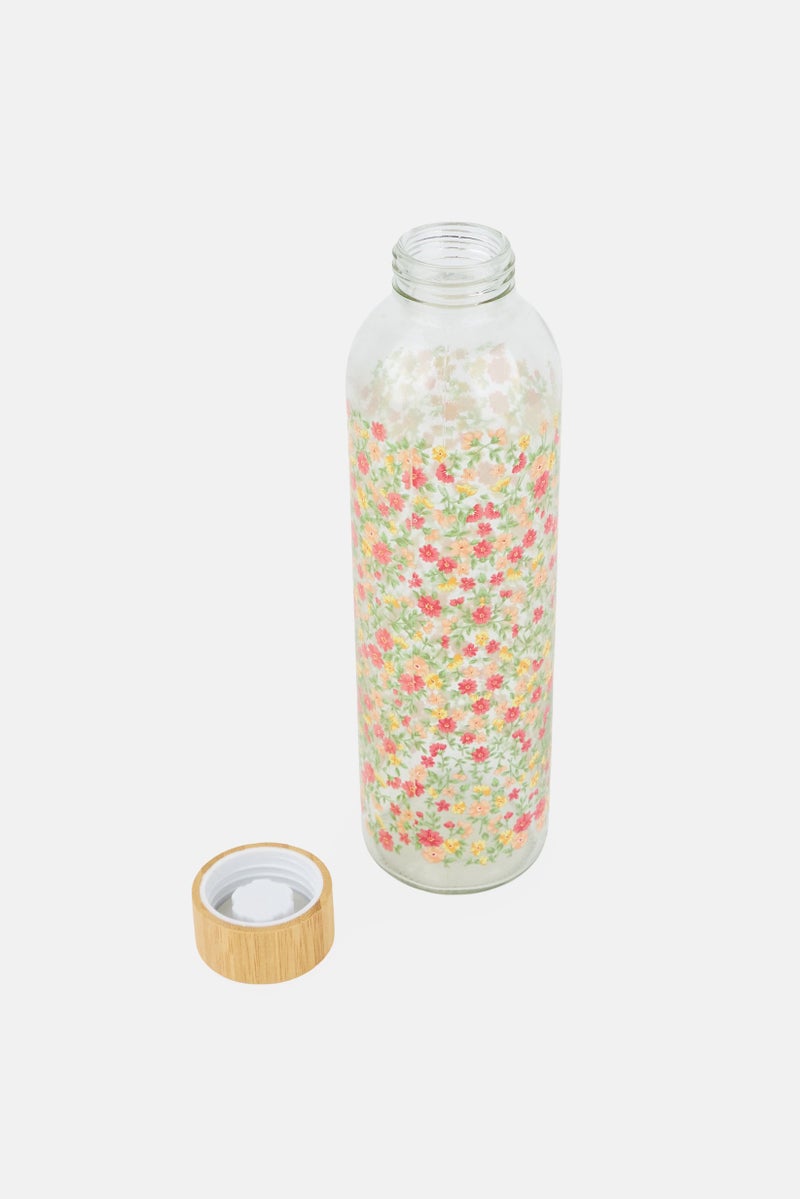 Muy Mucho Floral Print Glass Water Bottle 720ml, Multicolor - Image 2