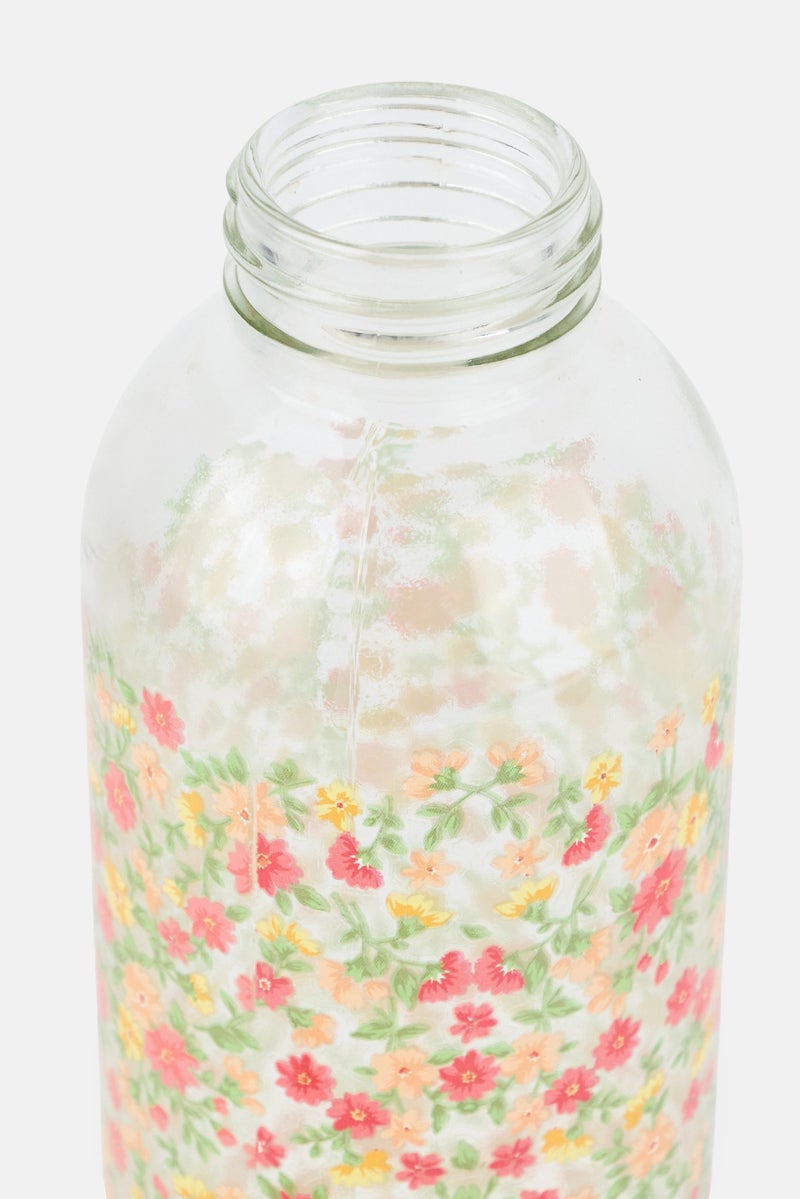 Muy Mucho Floral Print Glass Water Bottle 720ml, Multicolor - Image 3
