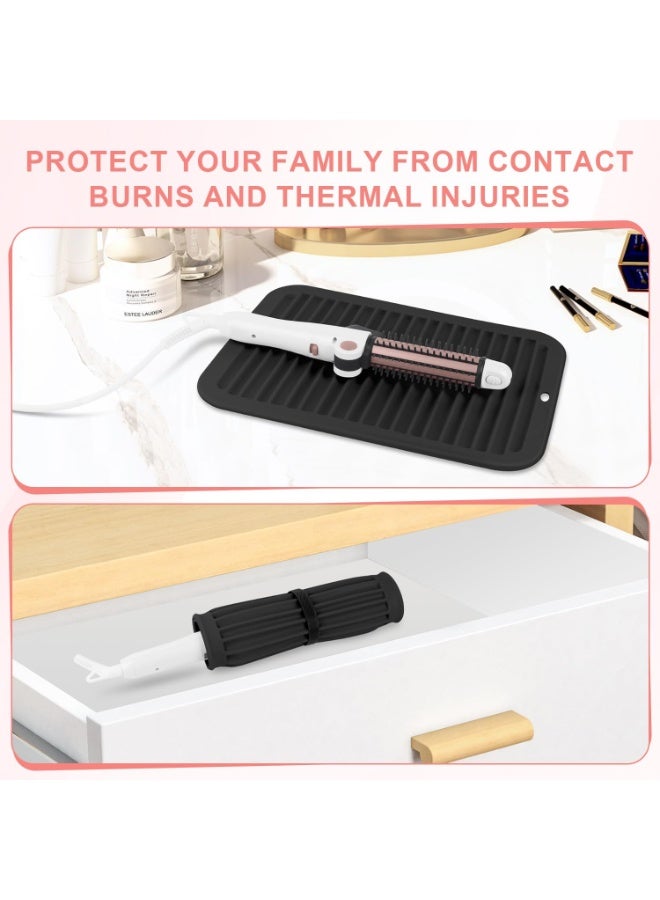 Large Silicone Heat Resistant Mat, Portable Hot Hair Tools Pad for Curling Iron Flat Iron Hair Straightener, Non-Slip Heat Proof Cover with Velcro for Home Salon Travel - Image 4