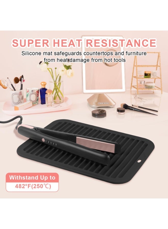 Large Silicone Heat Resistant Mat, Portable Hot Hair Tools Pad for Curling Iron Flat Iron Hair Straightener, Non-Slip Heat Proof Cover with Velcro for Home Salon Travel - Image 5