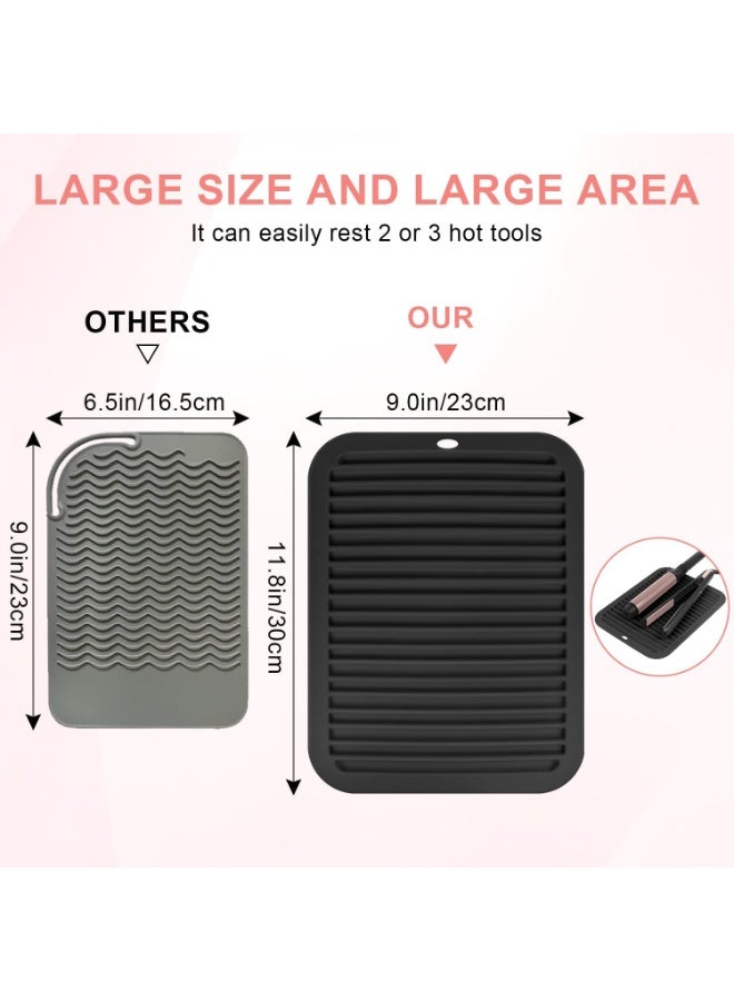 Large Silicone Heat Resistant Mat, Portable Hot Hair Tools Pad for Curling Iron Flat Iron Hair Straightener, Non-Slip Heat Proof Cover with Velcro for Home Salon Travel - Image 2
