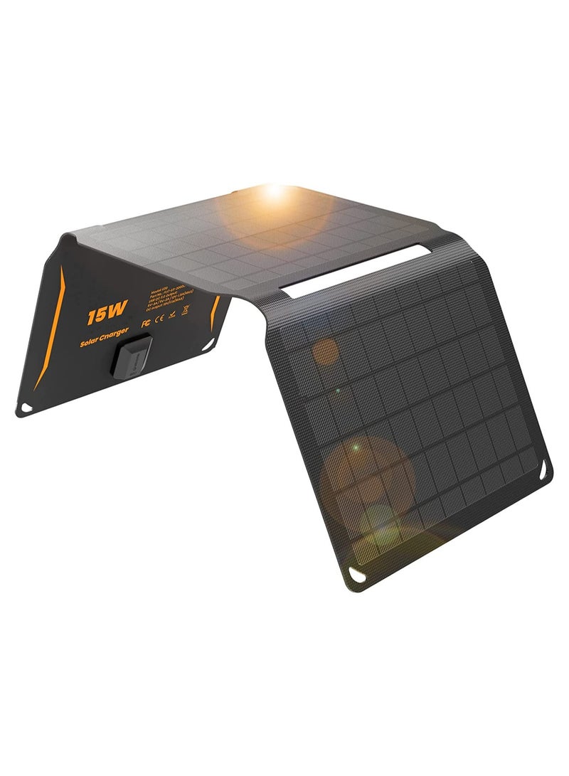 15W Portable Solar Panel Charger(5.5V/2.9A Max), Waterproof IP67 with USB Port Compatible with iPhone, iPad, Samsung for Outdoor Hiking Camping Backpacking  - Image 1