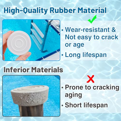 PAMASE Pool Ladder Bumpers for Inground Pool - 4Packs Inside Plug Caps fit 1.9" Standard Steps Tubing, Rubber Foot Cover Protect Swimming Pool Liner - Image 2