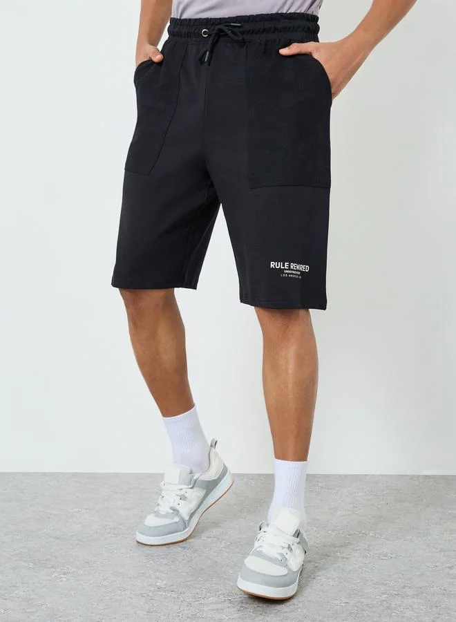 Styli Men Black Terry Pocket Shorts