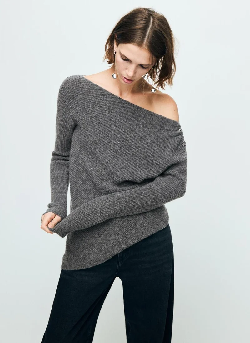 MANGO Asymmetrical sweater with metallic detail