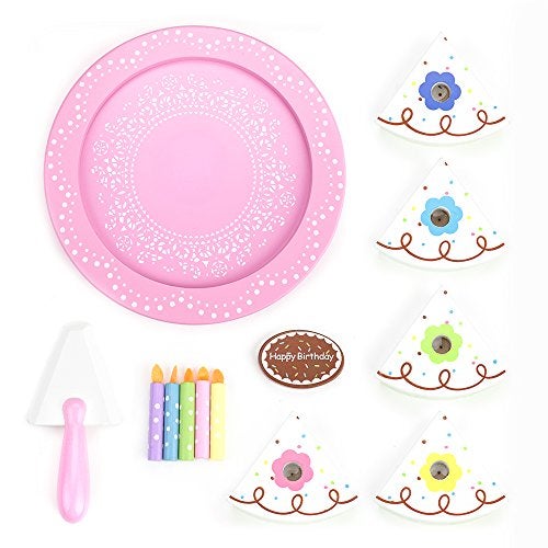Imagination Generation 13 Piece Wood Happy Birthday Cake Set| Cake, Candles, Serving Tool & Tray|Party Roleplaying for Kids|Vanilla Cake - Image 3