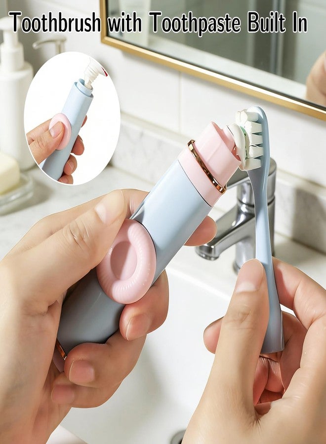 SAMIQU Portable Travel Toothbrush Set–Mini Toothbrush with Built-in Toothpaste Container & Cover,Travel Size Tooth Brush Kit for Trips Or Camping(Set of 2 - Image 2