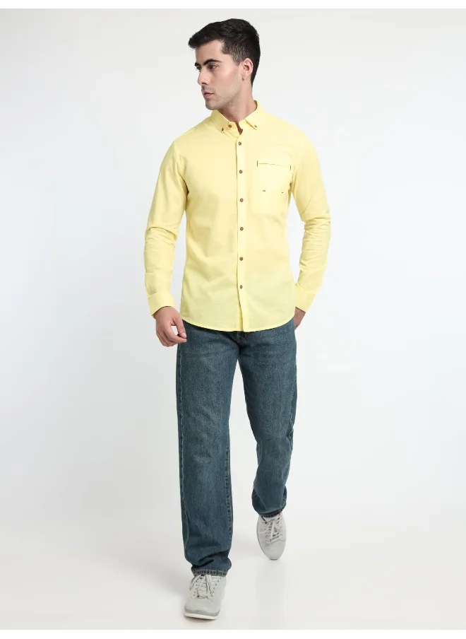 بيونغ Daffodil Yellow Linen Blend Shirt for Men