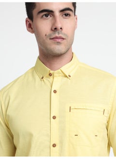 Beyoung Daffodil Yellow Linen Blend Shirt for Men  - Image 2