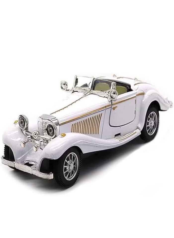 سيارات نموذجية كلاسيكية قديمة معدنية مصنوعة من الصب بأبعاد 1:28 مع خاصية السحب للخلف، هدية تذكارية قابلة للجمع (باللون الأبيض، الطول 6.5 بوصة/16.8 سم) - Image 1
