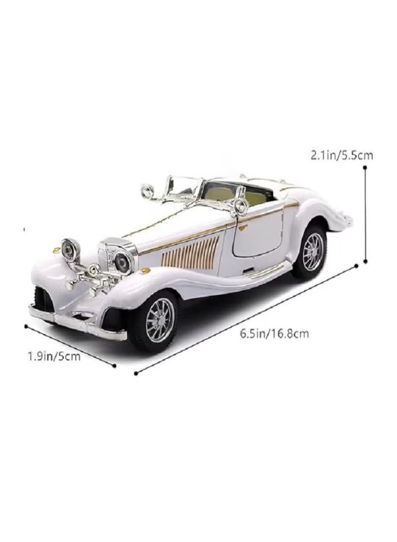 سيارات نموذجية كلاسيكية قديمة معدنية مصنوعة من الصب بأبعاد 1:28 مع خاصية السحب للخلف، هدية تذكارية قابلة للجمع (باللون الأبيض، الطول 6.5 بوصة/16.8 سم) - Image 3