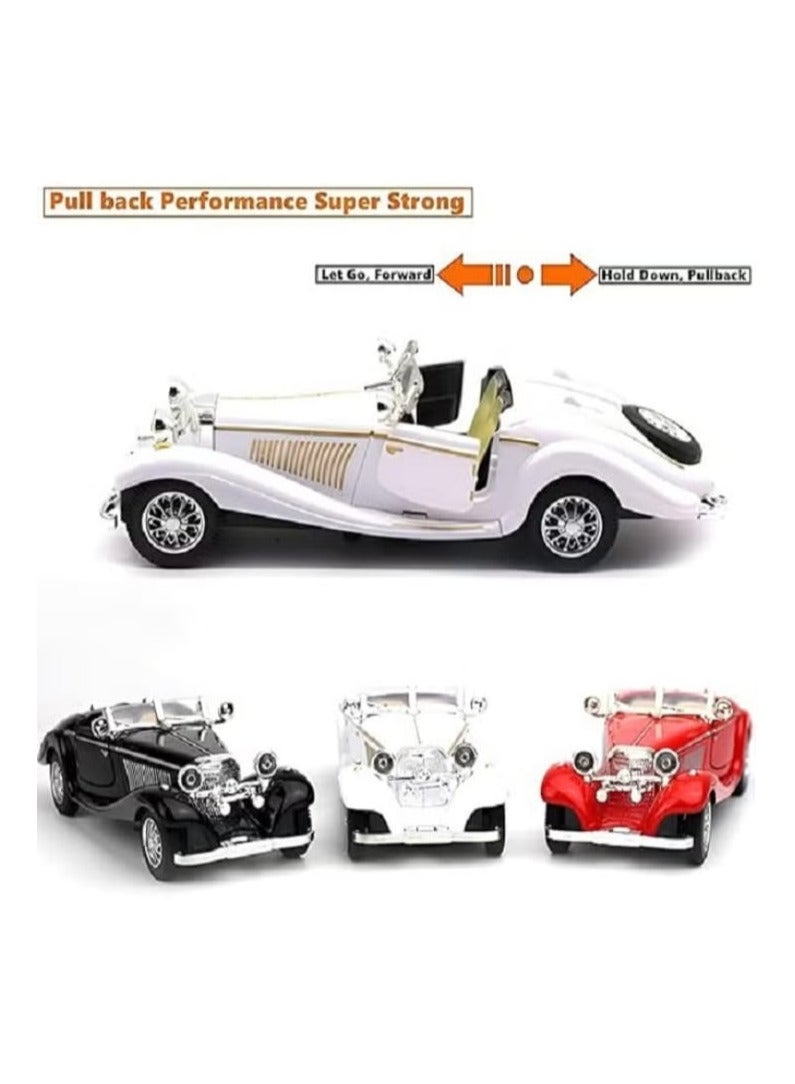 سيارات نموذجية كلاسيكية قديمة معدنية مصنوعة من الصب بأبعاد 1:28 مع خاصية السحب للخلف، هدية تذكارية قابلة للجمع (باللون الأبيض، الطول 6.5 بوصة/16.8 سم) - Image 4