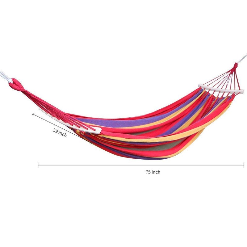 Hakubha Sales Hakubha Sales Cotton Outdoor Hammock Multiples Load Capacity Up to 450 Lbs Portable with Carrying Bag for Patio Yard Garden 280100WOODEN RED  - Image 4