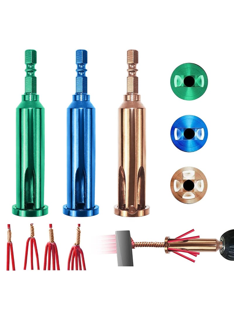 أدوات لف الأسلاك، أدوات تقشير الأسلاك وجدائلها، 4 مربعات 3 طرق/5 طرق ملحقات أدوات الحفر الأوتوماتيكية لتجريد ولف كابل الأسلاك 3 قطع - Image 1