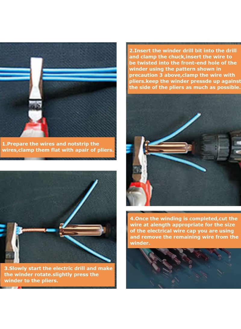 أدوات لف الأسلاك، أدوات تقشير الأسلاك وجدائلها، 4 مربعات 3 طرق/5 طرق ملحقات أدوات الحفر الأوتوماتيكية لتجريد ولف كابل الأسلاك 3 قطع - Image 5