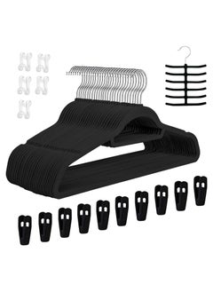 TYCOM 50 PCS Non Slip Velvet Hangers Suit Hangers Ultra Thin Space Saving 360 Degree Swivel Hook Clothes Hangers Hold Up to 10 lbs for Coats Jackets Pants Dress Cloth With Bar  - Image 1