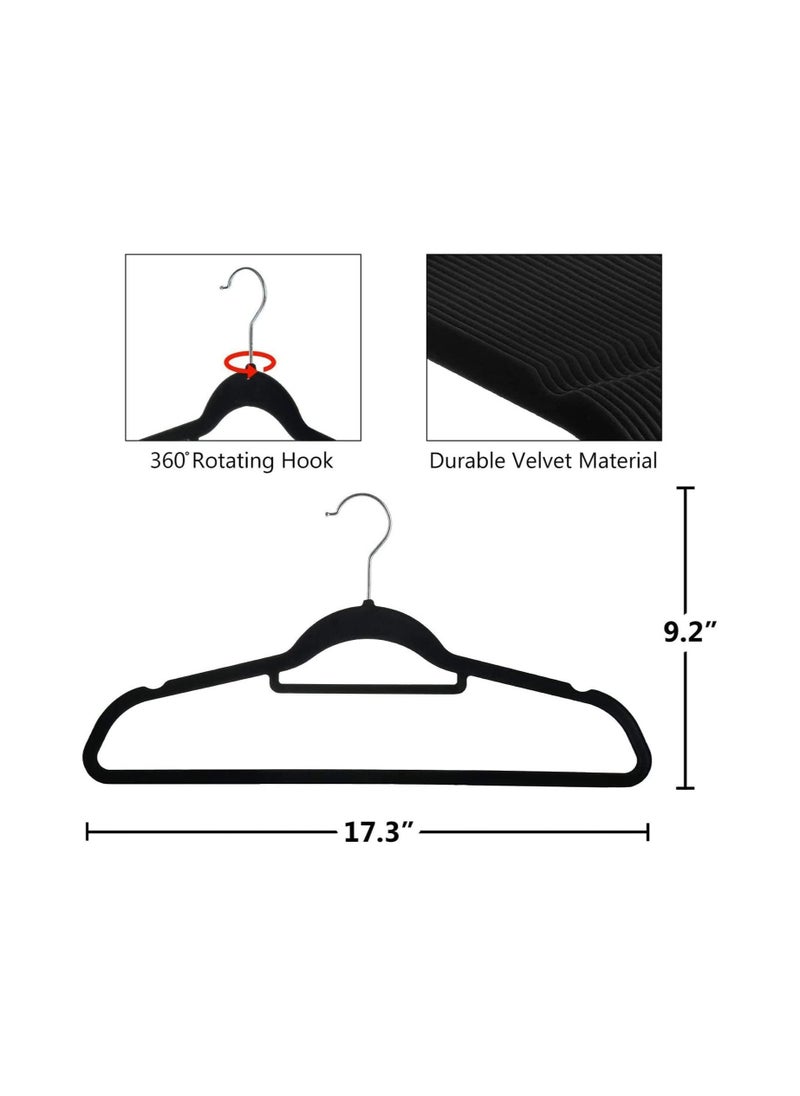 TYCOM 50 PCS Non Slip Velvet Hangers Suit Hangers Ultra Thin Space Saving 360 Degree Swivel Hook Clothes Hangers Hold Up to 10 lbs for Coats Jackets Pants Dress Cloth With Bar  - Image 4
