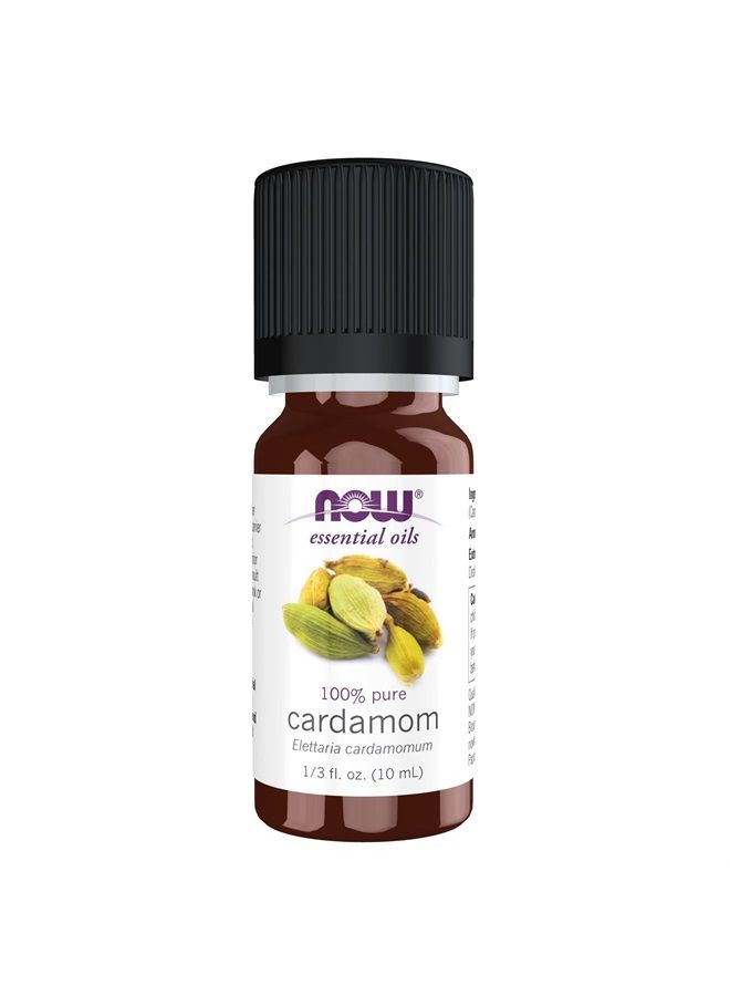 now Essential Oils, Cardamom Oil, Spicy and Warm Aromatherapy Scent, 100% Pure, Steam Distilled Child Resistant Cap, 10 mL  - Image 1