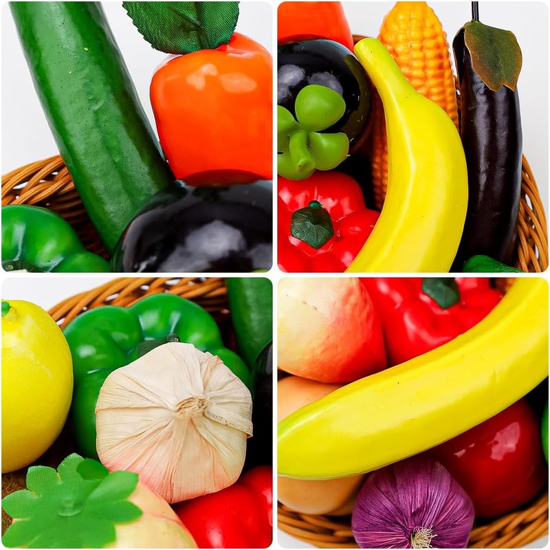 Meiwlong 16 PCS Fake Realistic Plastic Vegetable Artificial Lifelike Fruit Model Decoration Christmas Home Faux Photography Props Garnish Party Festival - Image 5