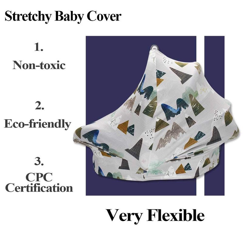 TANOFAR Baby Carseat Cover with Beanie, Adventure Mountain Infant Carseat Canopy for Boys Girls, Nursing Cover Breastfeeding Scarf for Mom, for Stroller High Chair Shopping Cart - Image 5
