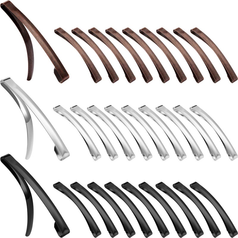 Hotop 30 Pieces Open Center Metal Barrettes Anti-slip Metal Hair Clip for Women, Assorted Colors(Slide Barrette,Black, Silver, Brown) - Image 1