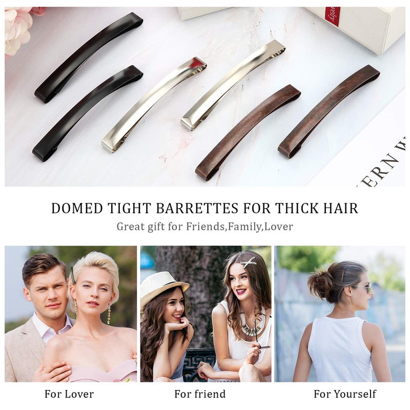 Hotop 30 Pieces Open Center Metal Barrettes Anti-slip Metal Hair Clip for Women, Assorted Colors(Slide Barrette,Black, Silver, Brown) - Image 5