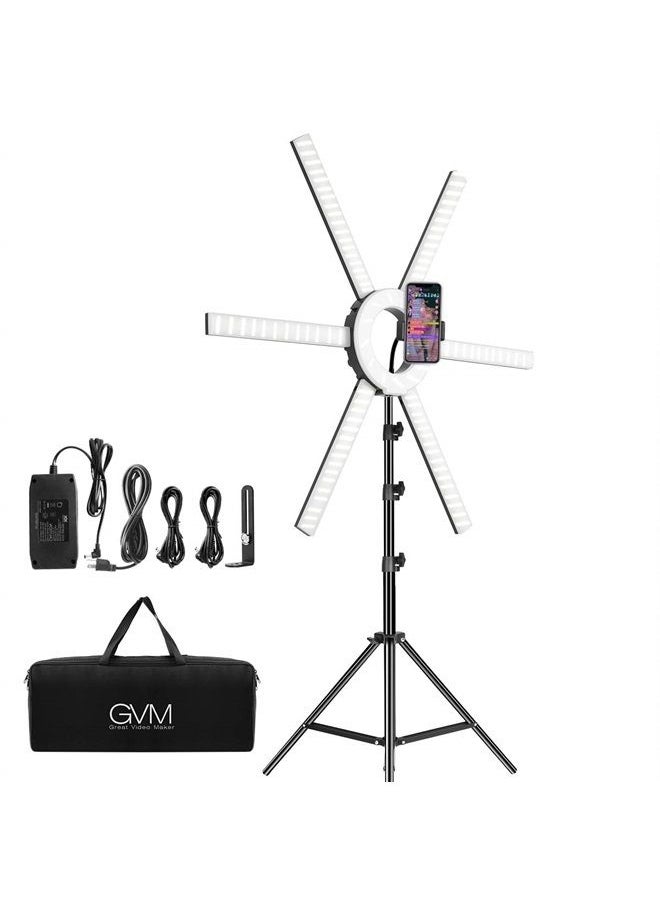 GVM Great Video Maker 600S LED Ring Light, 90W Dimmable Led Video Light Kit with Detachable Light Bars, Photography Lighting Led Video Lighting Kit for Live Broadcast, YouTube, CRI 97+ 3200K-5600K  - Image 1