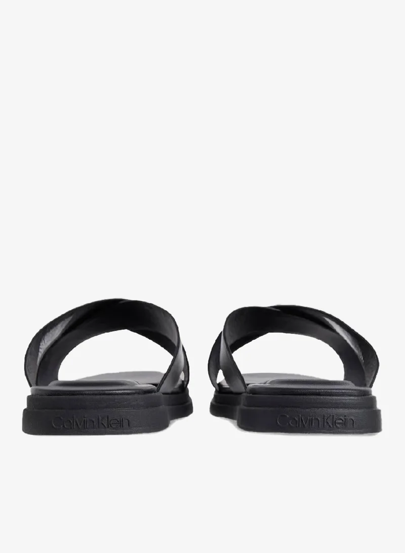 Calvin Klein Ck Black Leather Sandals for Men | Best Price UAE