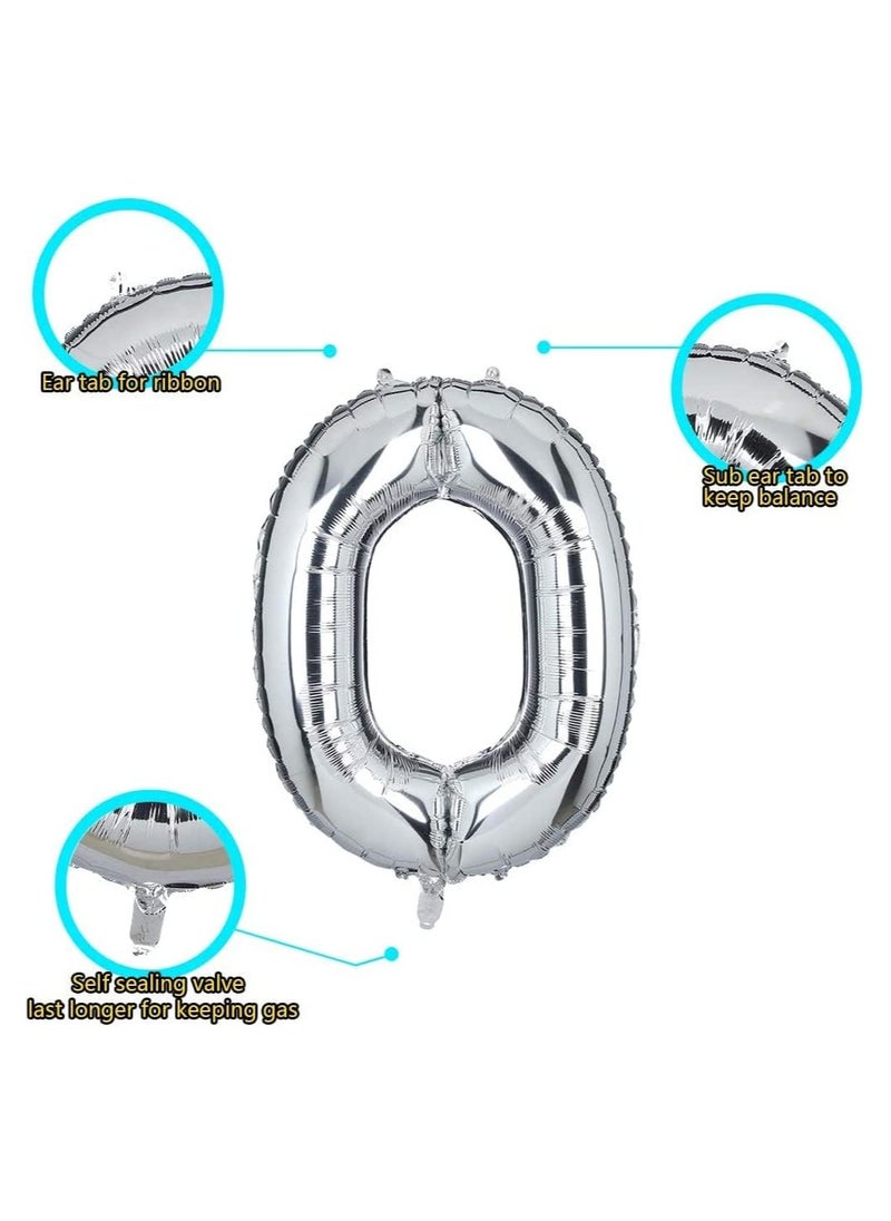 Goldedge 32 Inch Giant Silver Letter O Foil Helium Balloons Big Single Mylar Balloon Birthday Party Decoration Supply Baby Shower (Silver O)  - Image 2