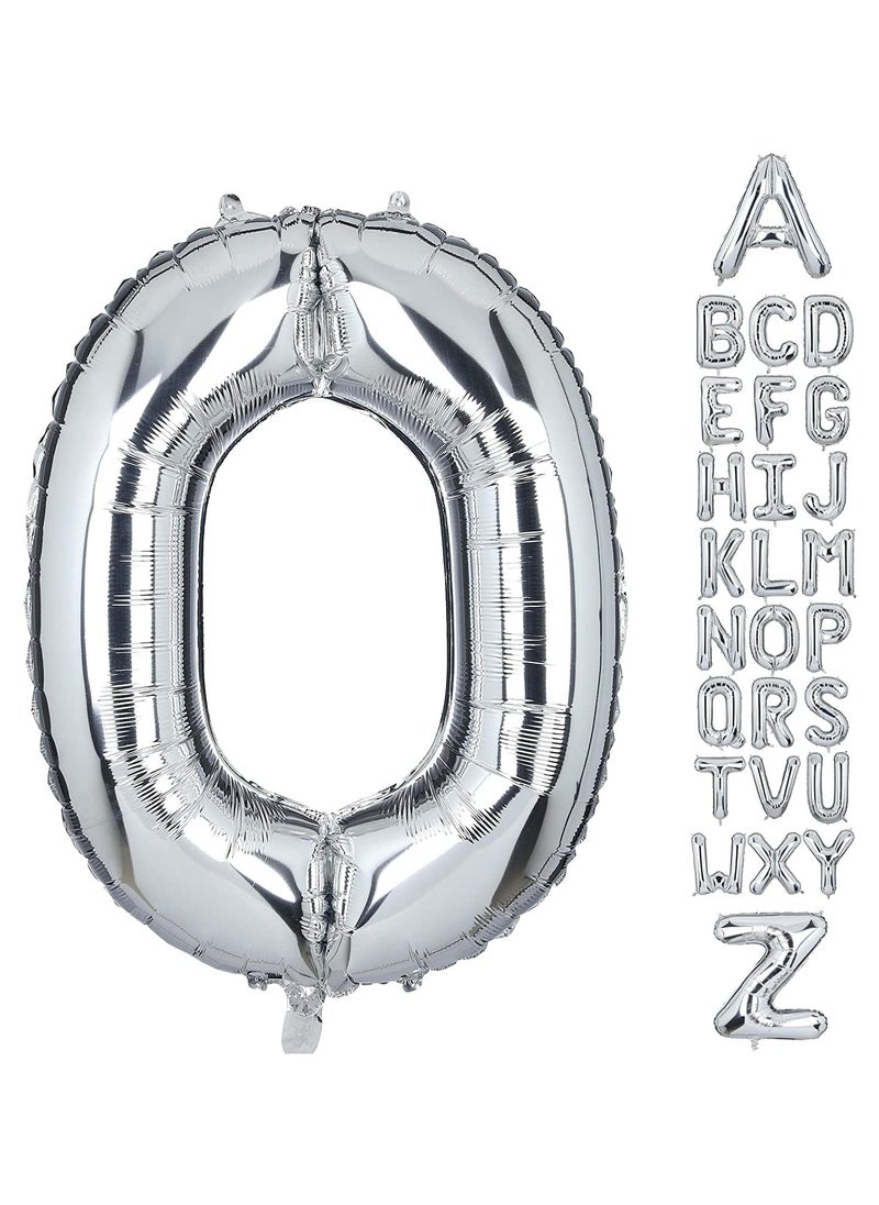 Goldedge 32 Inch Giant Silver Letter O Foil Helium Balloons Big Single Mylar Balloon Birthday Party Decoration Supply Baby Shower (Silver O)  - Image 1