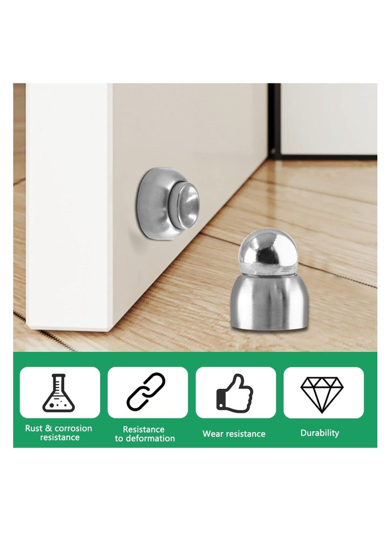Magnetic Door Stop, Silver Stainless Steel Magnetic Door Stopper, Magnetic Door Stopper with Adhesive Tape, Heavy Duty Door Holder Door Catch Hold Your Door Open (2 Pcs)  - Image 2